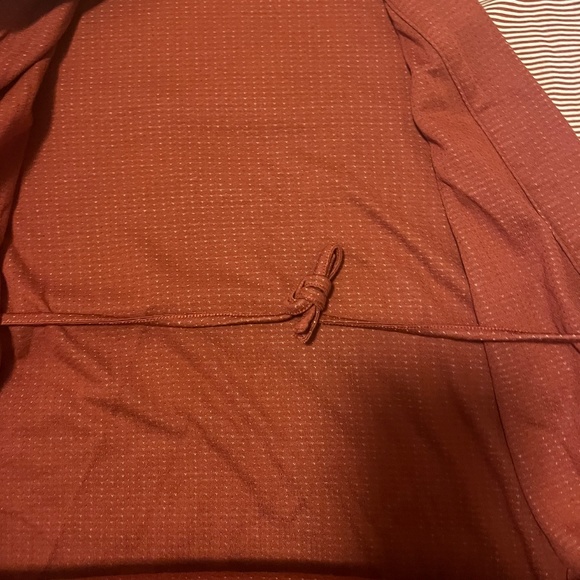 Eco-friendly burgundy and ecru stripes double-faced robe NWT - Picture 6 of 11